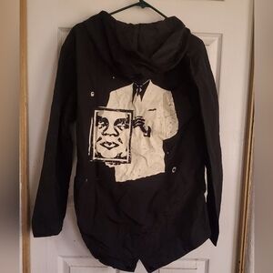Obey Black and White Graphic Men's Jacket, Size Medium